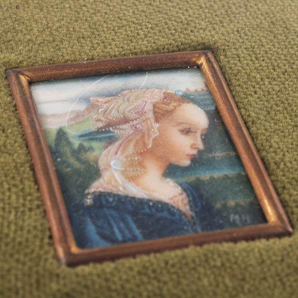 Gold Painted Oval Frame with Miniature "Madonna col Bambino e angeli" on Porcelain