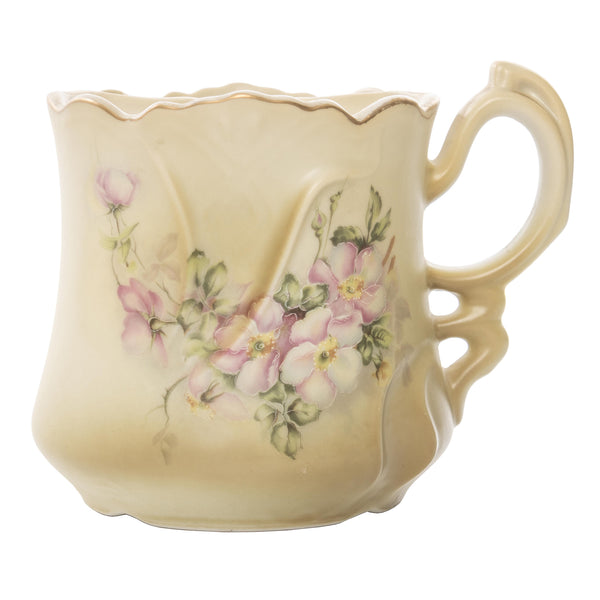 Green Victorian Shaving Mug with Hand Painted Pink Flowers