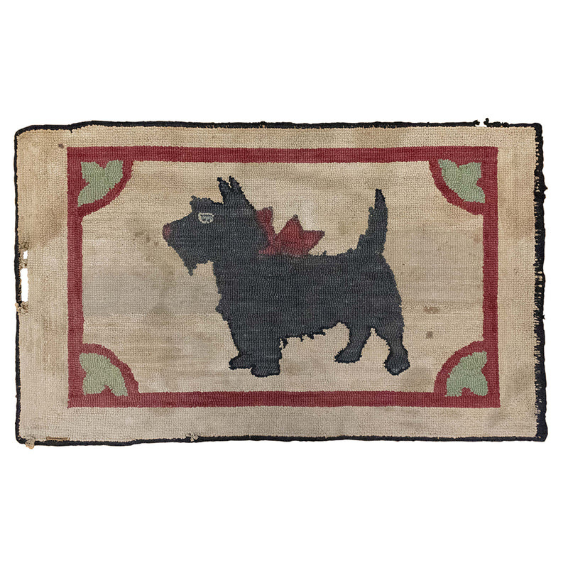 Hand Knotted Scottie Dog Rug (As Is)