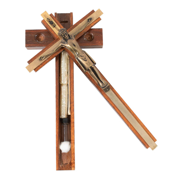 Home "Sacraments of the Sick" Crucifix Set w/ Candles, Instructions , Vial and Cotton (7pcs.)
