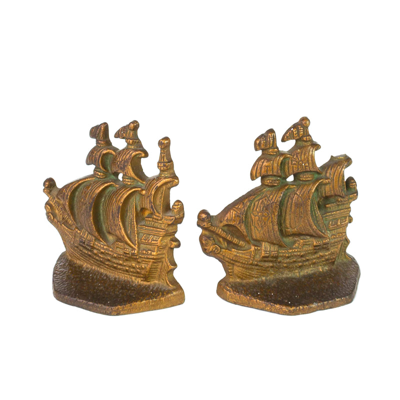 Cast Brass Ship Bookends (As Is)
