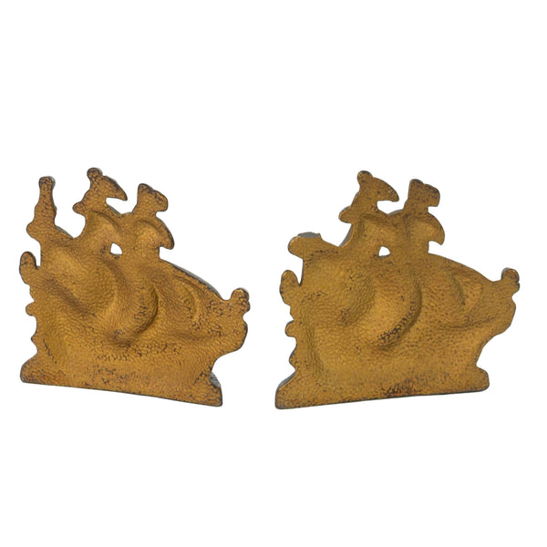 Cast Brass Ship Bookends (As Is)