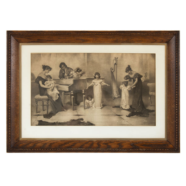Edwardian Lithograph Print of "Love is Blind" by Maude Goodman