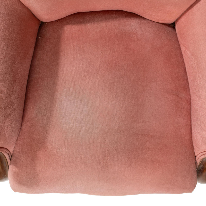 Mahogany and Pink Velvet Upholstered Gentleman's Parlour Chair