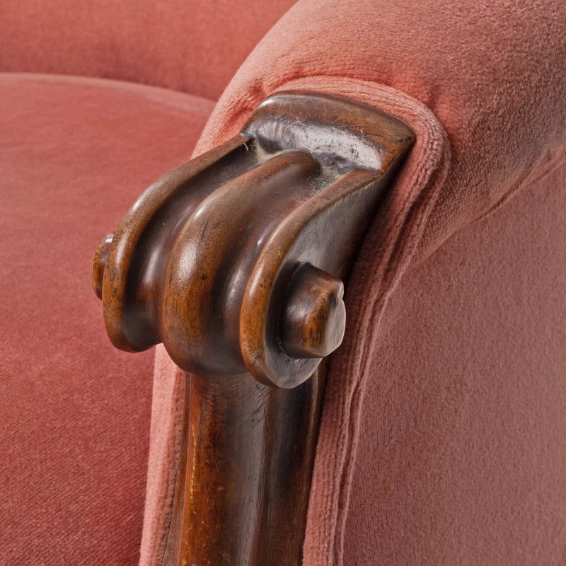 Mahogany and Pink Velvet Upholstered Gentleman's Parlour Chair