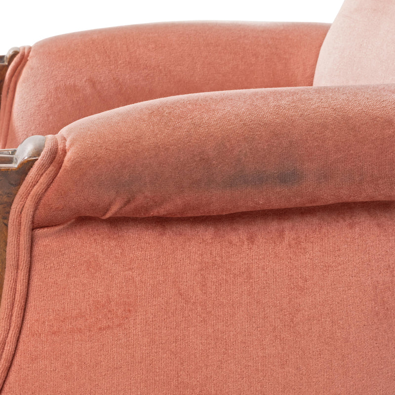 Mahogany and Pink Velvet Upholstered Gentleman's Parlour Chair