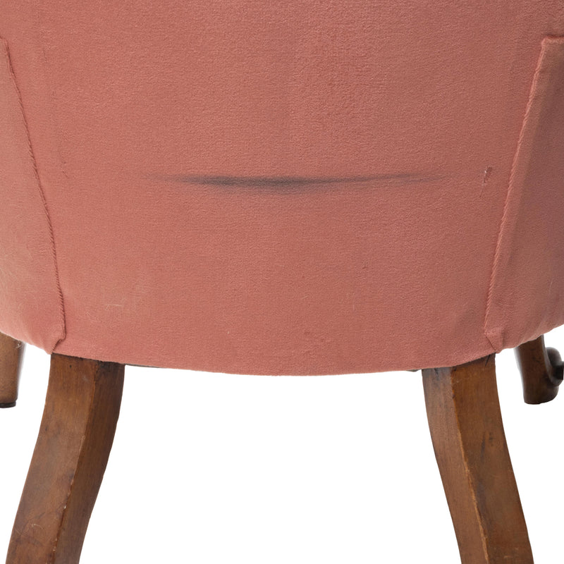 Mahogany and Pink Velvet Upholstered Gentleman's Parlour Chair