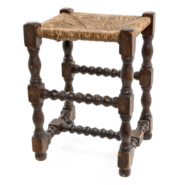 Maple Barley Twist Stool with Rush Seat