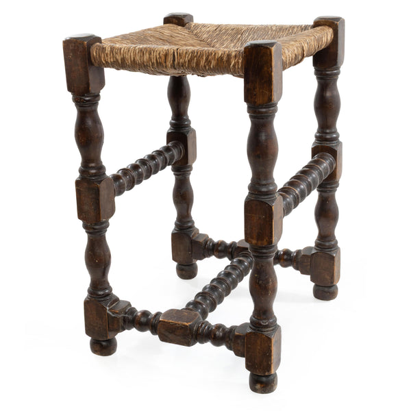 Maple Barley Twist Stool with Rush Seat