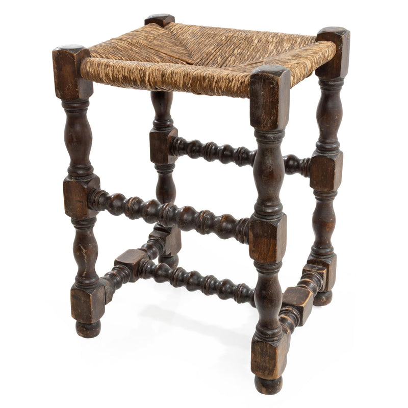 Maple Barley Twist Stool with Rush Seat
