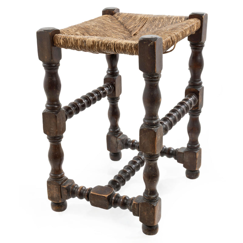 Maple Barley Twist Stool with Rush Seat