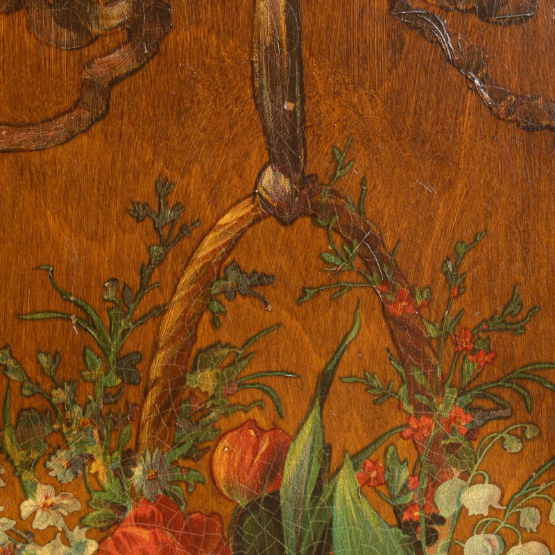 Maple Country Floral Decoupage Tilt-Top Table w/ 4 Splay Legs