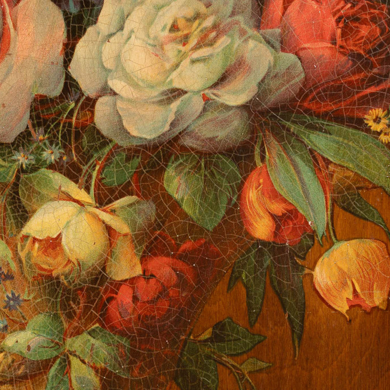 Maple Country Floral Decoupage Tilt-Top Table w/ 4 Splay Legs