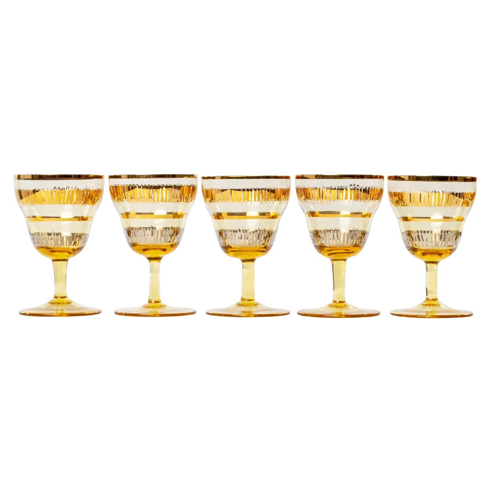 Mid-Century Amber Glass Decanter with 5 Glasses – Iron Crow