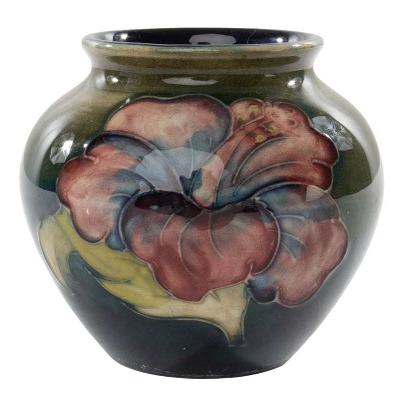 Moorcroft Pottery Vase with Hibiscus Pattern (As Is)