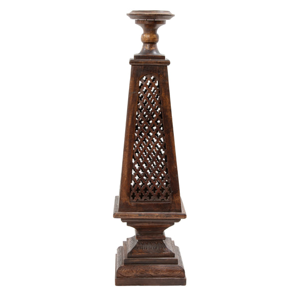 Newer Candle Stand w/ Fretwork incised Carved Tapered Plynth Base