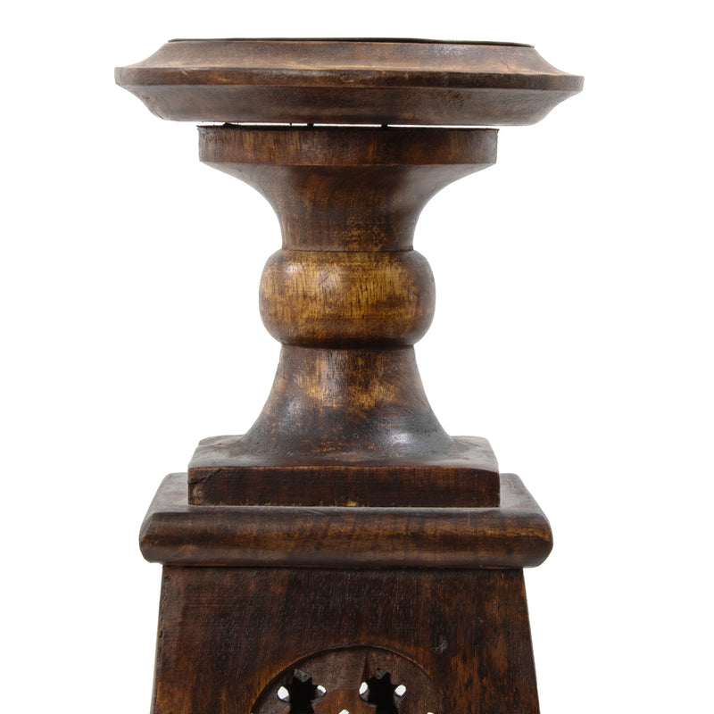 Newer Candle Stand w/ Fretwork incised Carved Tapered Plynth Base