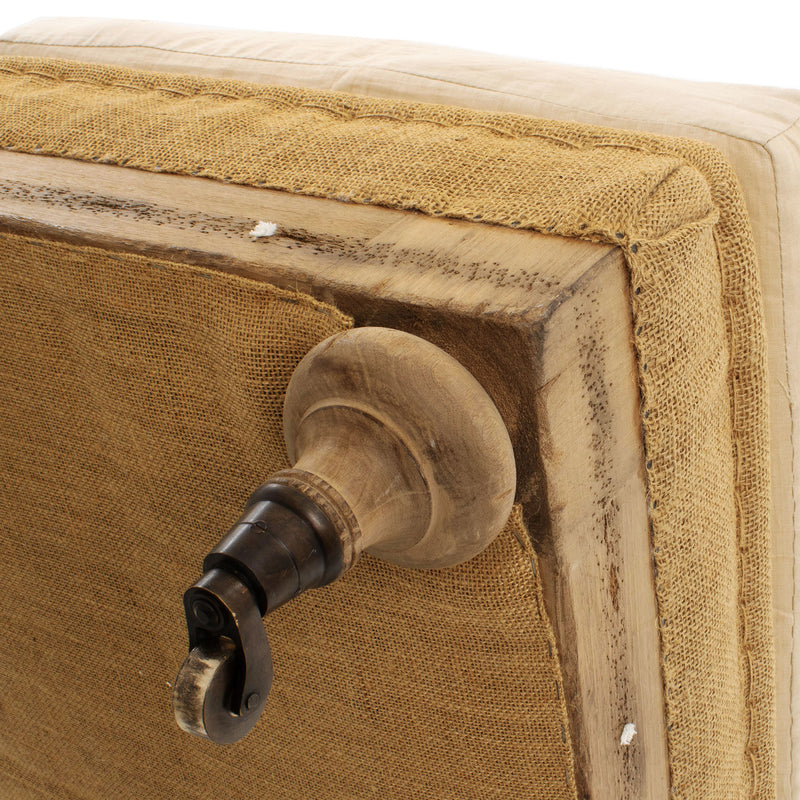 Newer Deconstructed Ottoman on Turned Legs with Antiqued Brass Cup Casters