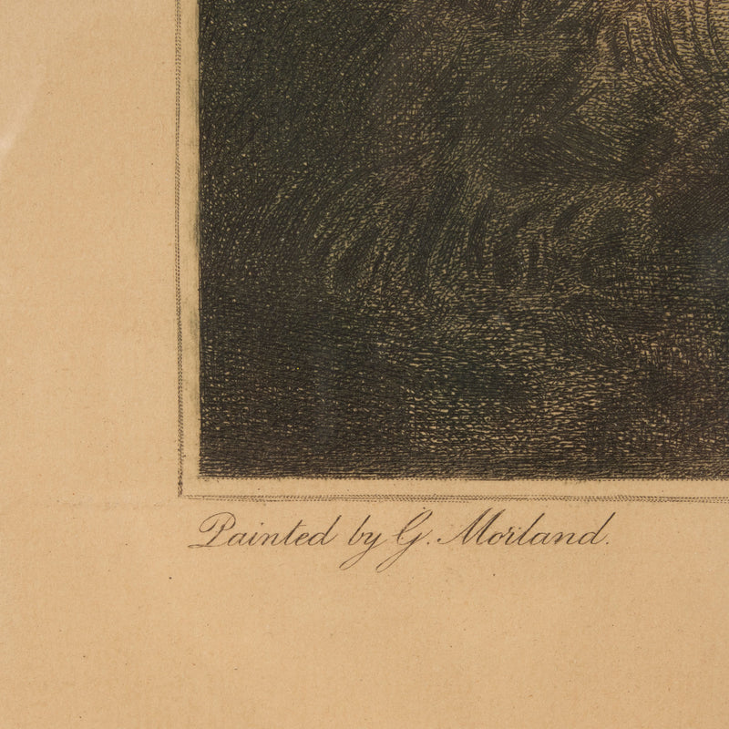 English Hand Coloured Engraving on Paper by C. Sosi of "No. 3 The Peasant's Repast." by G. Morland