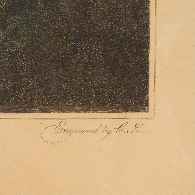 English Hand Coloured Engraving on Paper by C. Sosi of "No. 3 The Peasant's Repast." by G. Morland