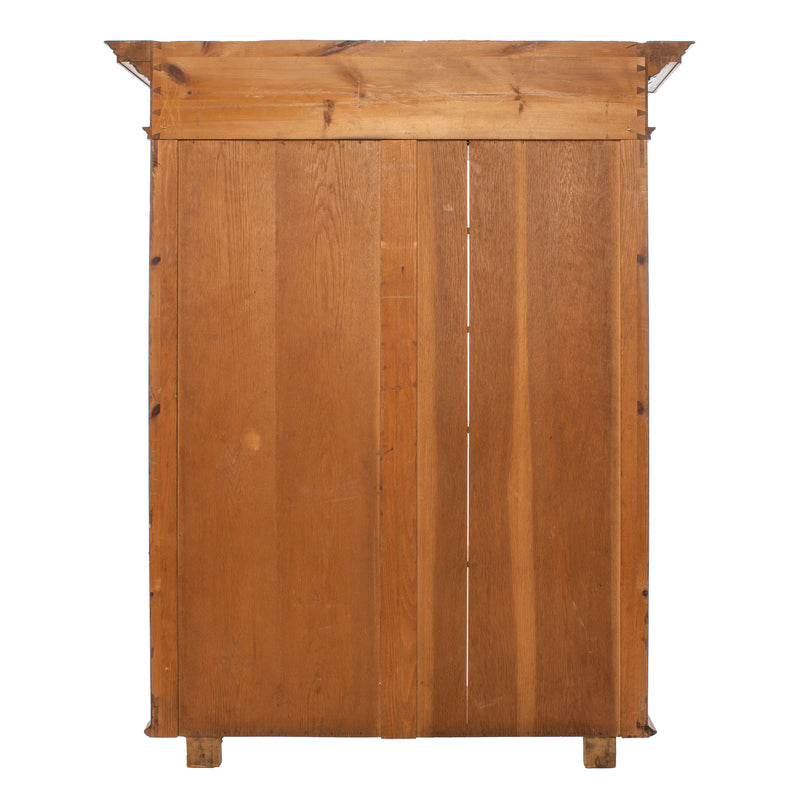 Oak 2-Section Open Bookcase w/ Adjustable Shelves and Geometric & Figural Carvings