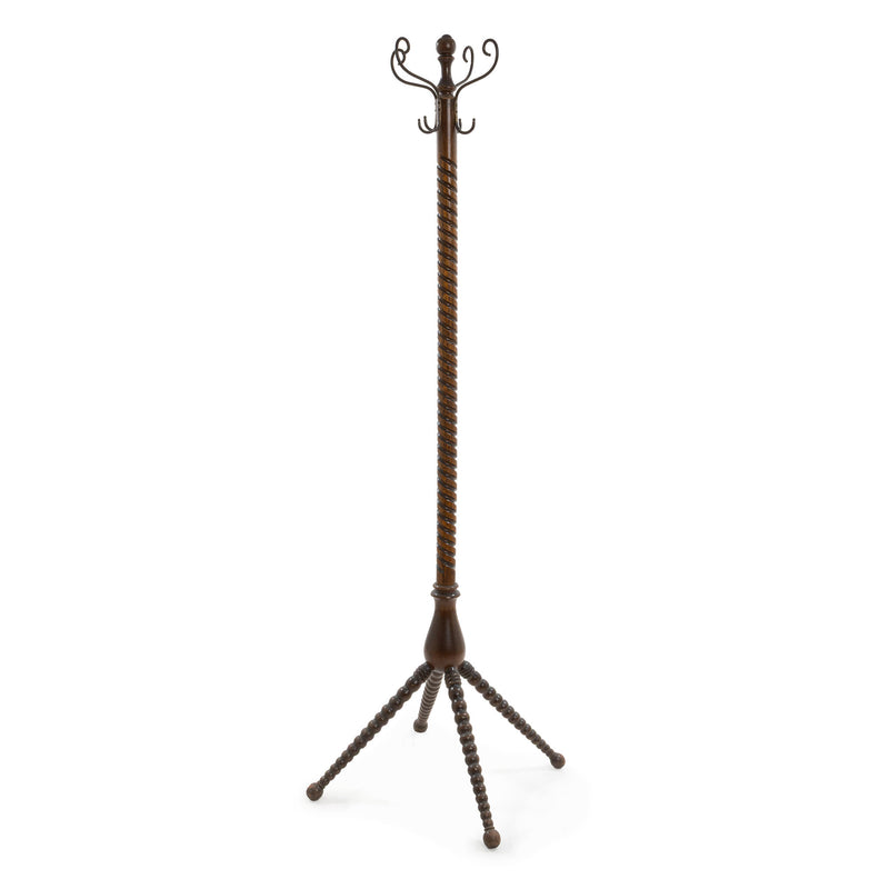 Oak Coat Rack with Turned Center Column