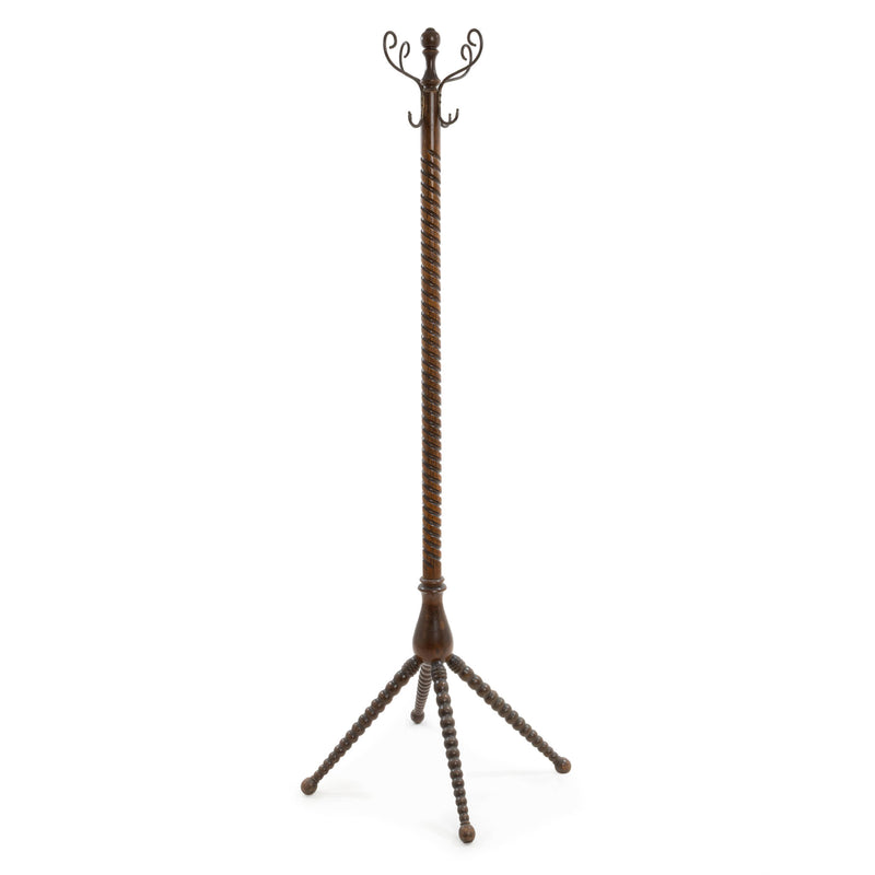 Oak Coat Rack with Turned Center Column