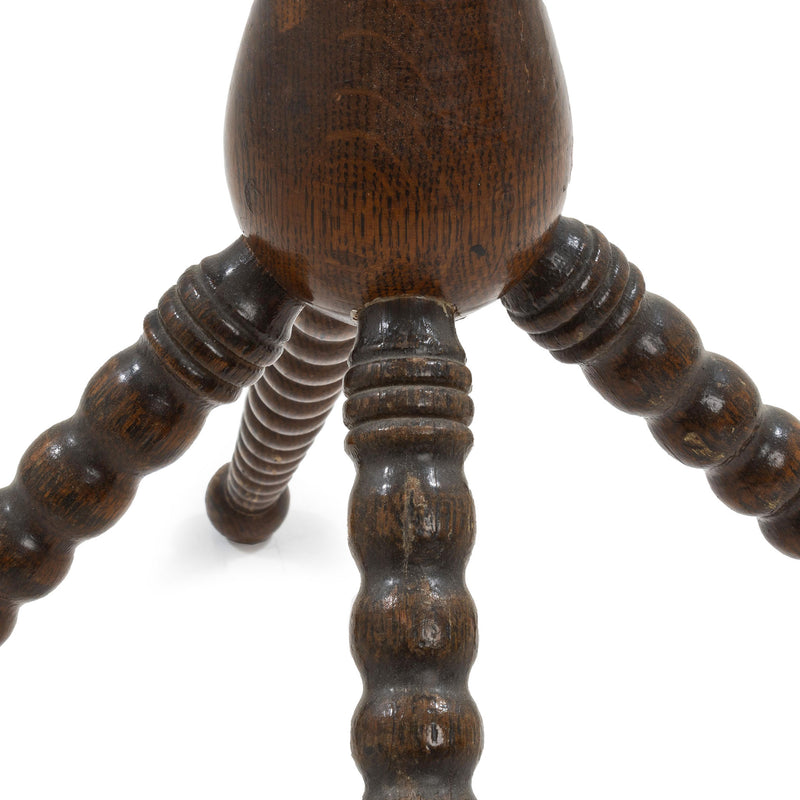 Oak Coat Rack with Turned Center Column