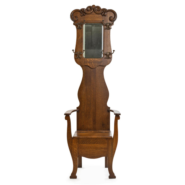 Oak Hall Stand with Mirror and Hooks