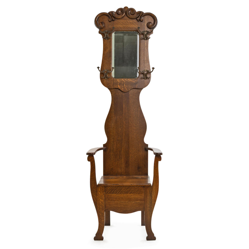 Oak Hall Stand with Mirror and Hooks