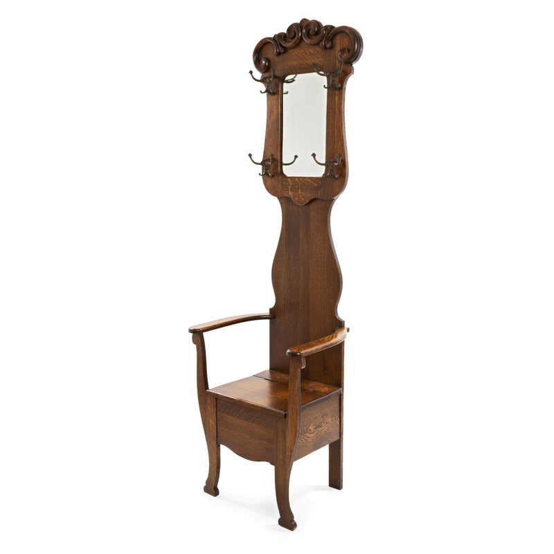 Oak Hall Stand with Mirror and Hooks
