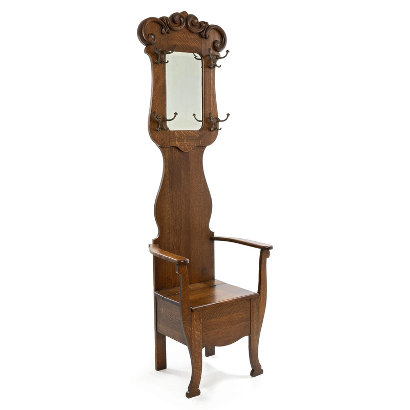 Oak Hall Stand with Mirror and Hooks