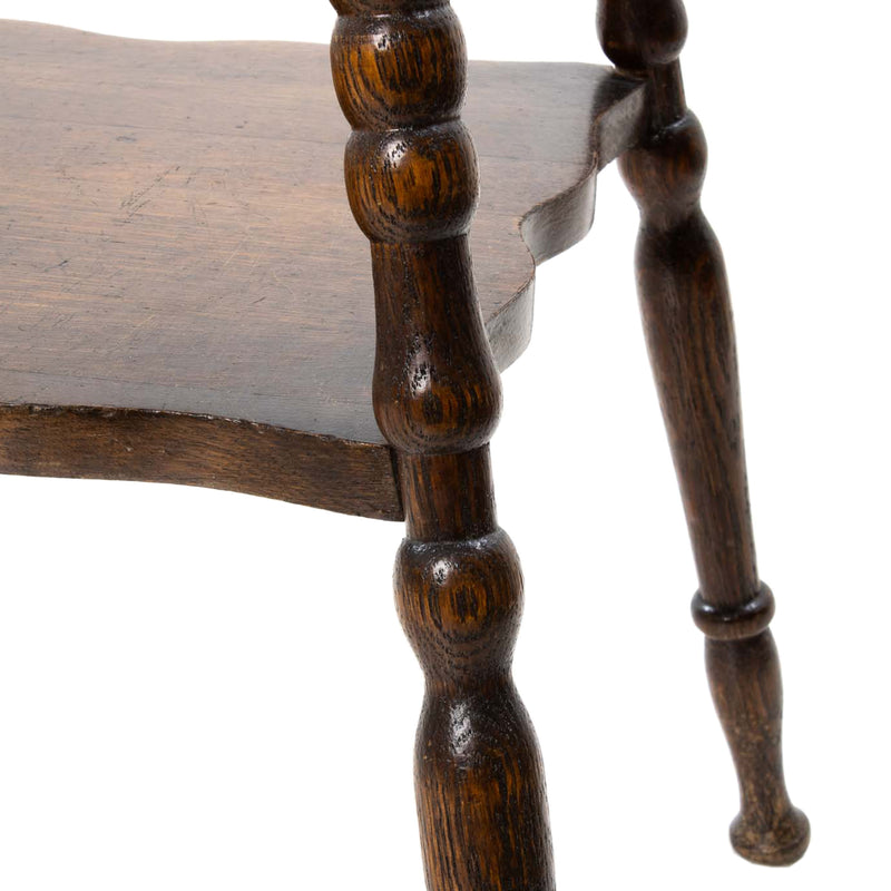 Oak Parlour Table w/ Shaped Top & Lower Shelf on Turned Legs