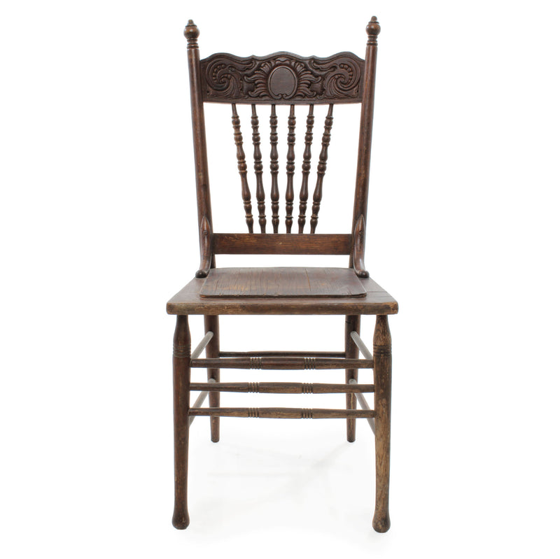 Oak Pressback Chair with Turned Spindle Legs