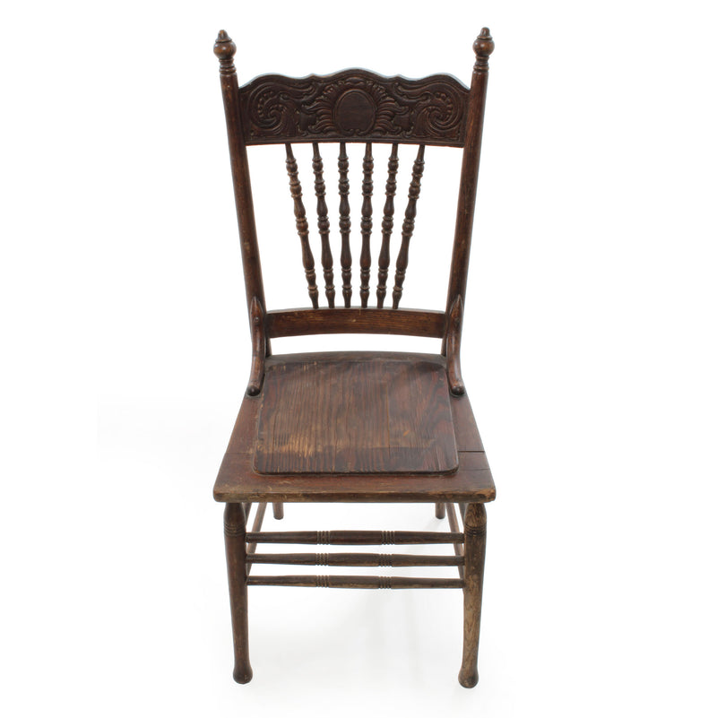 Oak Pressback Chair with Turned Spindle Legs