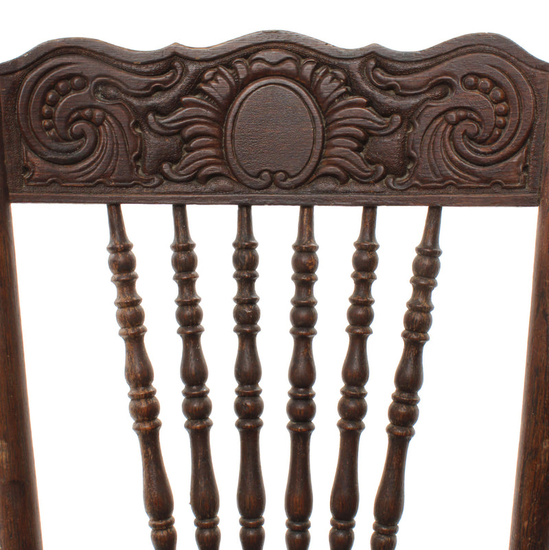 Oak Pressback Chair with Turned Spindle Legs