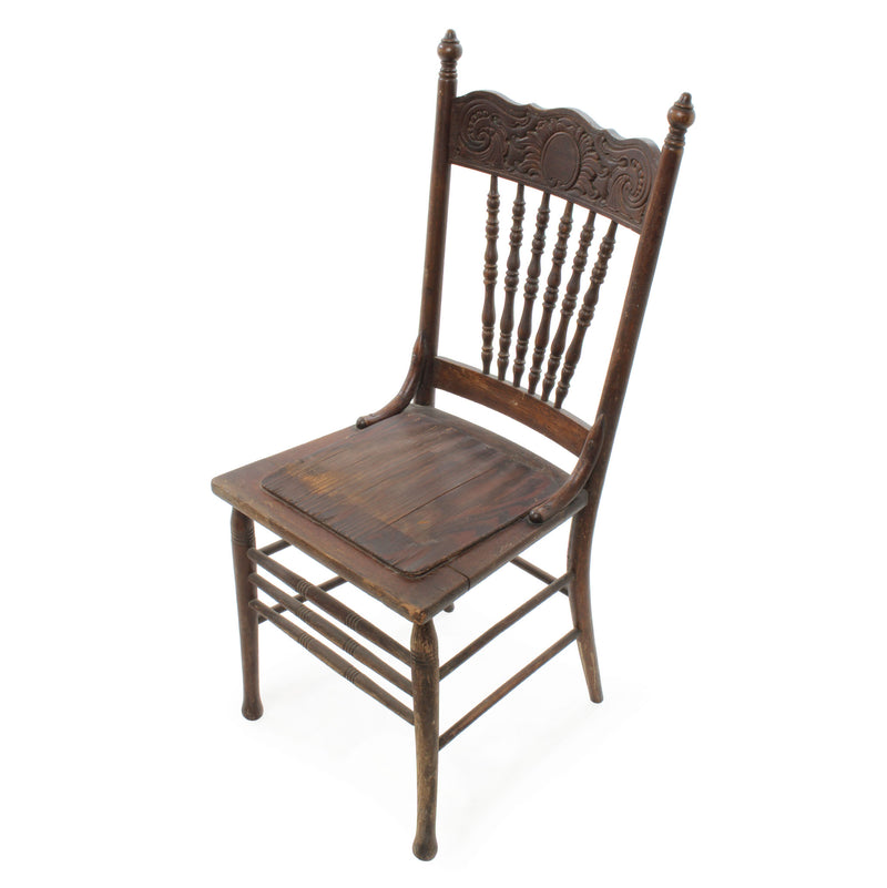 Oak Pressback Chair with Turned Spindle Legs