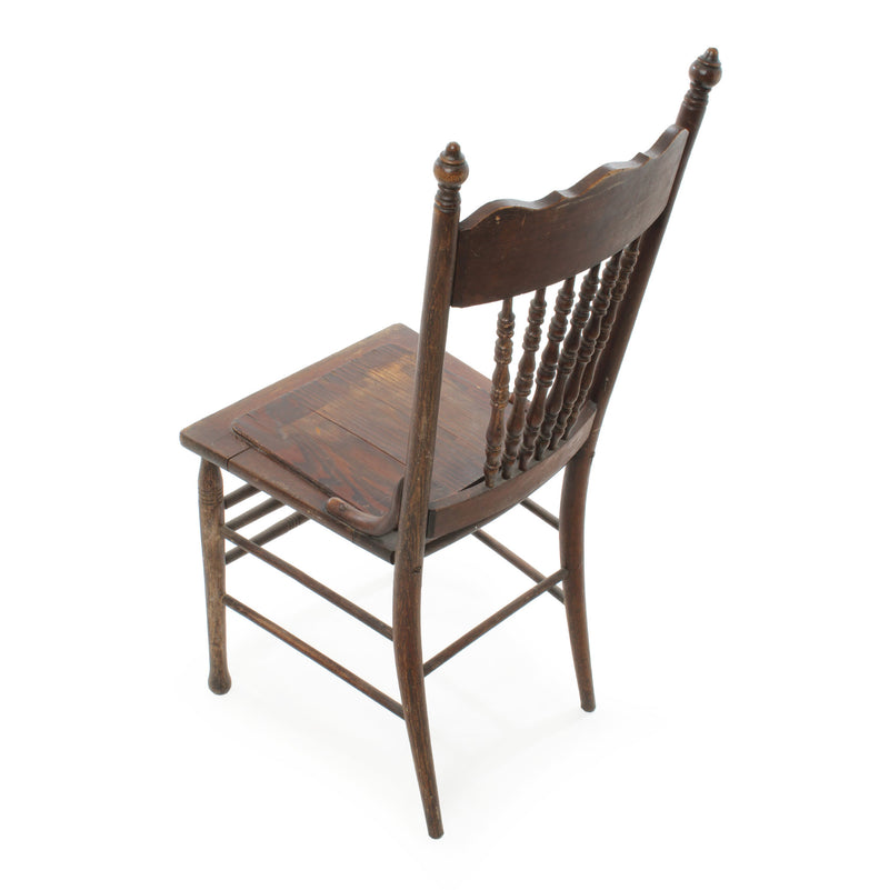 Oak Pressback Chair with Turned Spindle Legs
