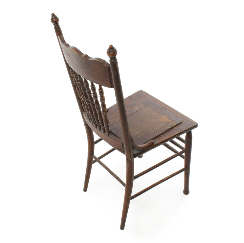 Oak Pressback Chair with Turned Spindle Legs
