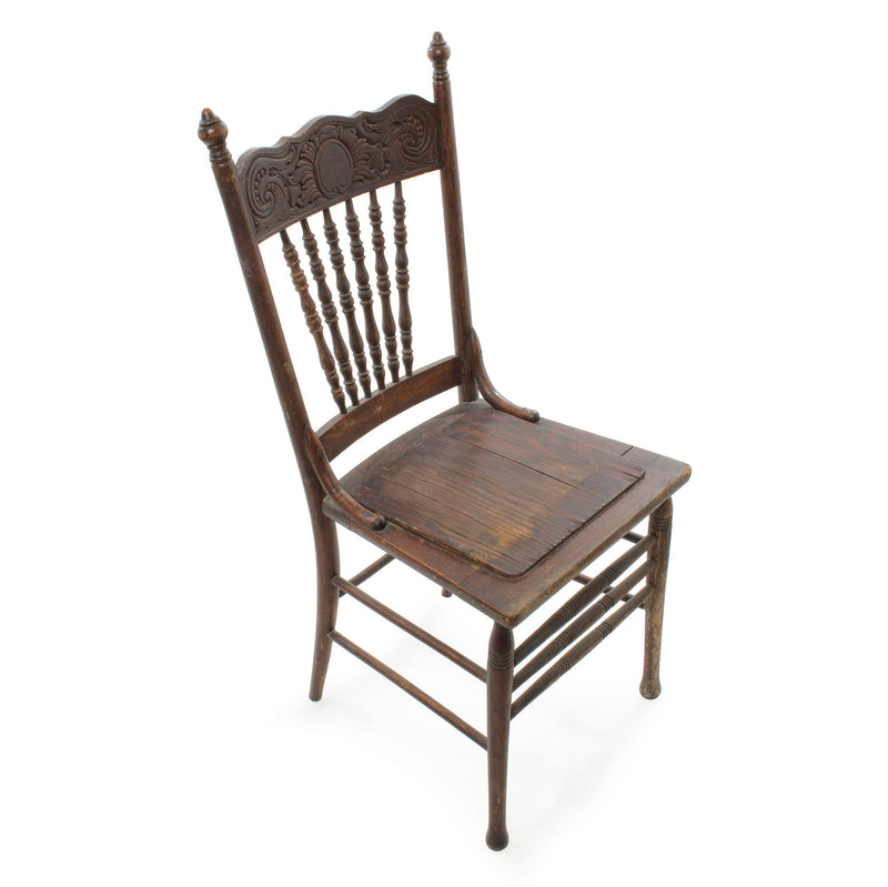 Oak Pressback Chair with Turned Spindle Legs