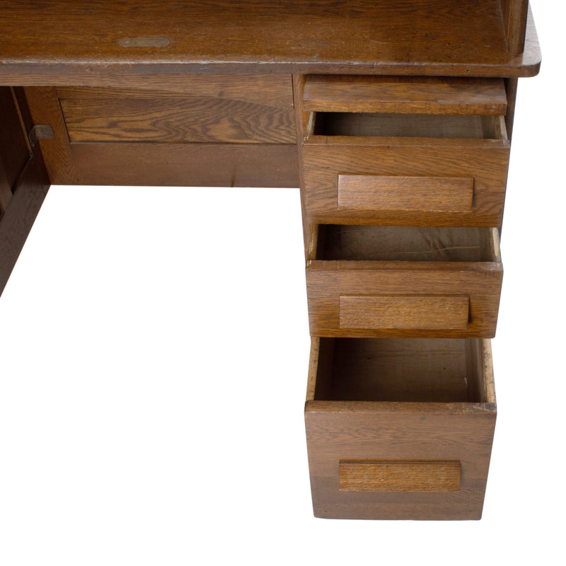 Oak Single Pedestal Roll Top Desk