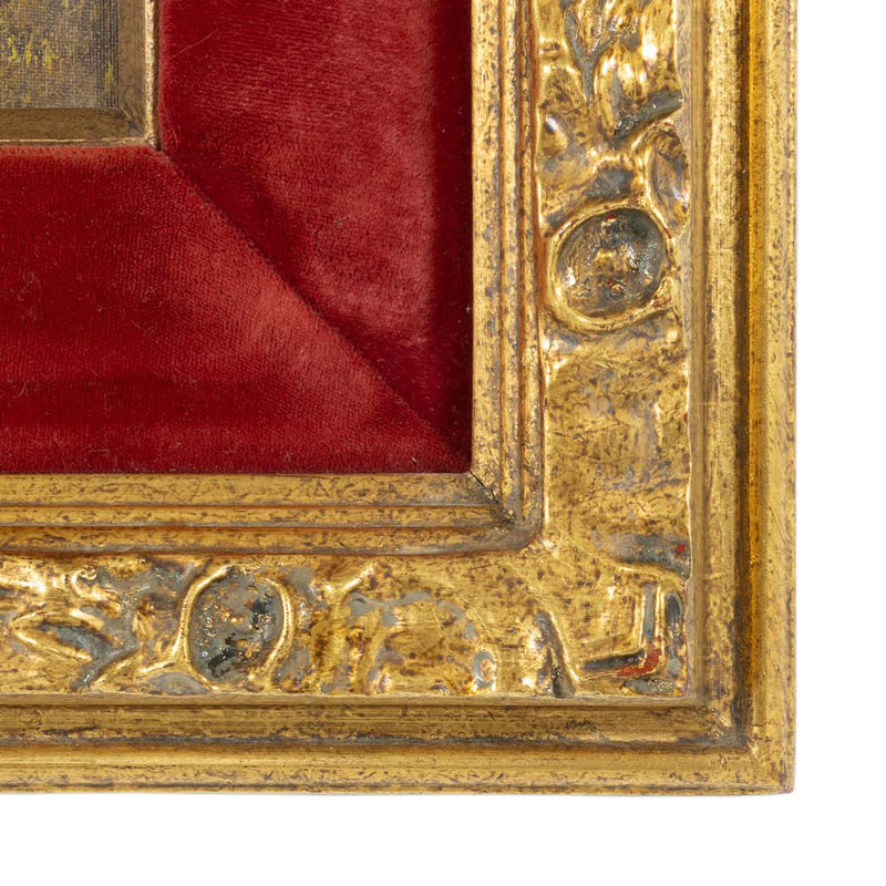 Original Landscape Oil Painting by D.S. Peter Lee in Gilded and Red Velvet Frame