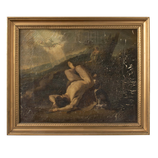 Original Oil Painting "Apparition of Saint John in the Wilderness" British Victorian School