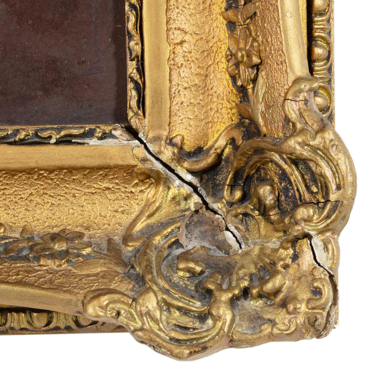 Ornate Profiled Gesso Framed Oil Painting on Board of Girl Reading by Pál Kümmerle