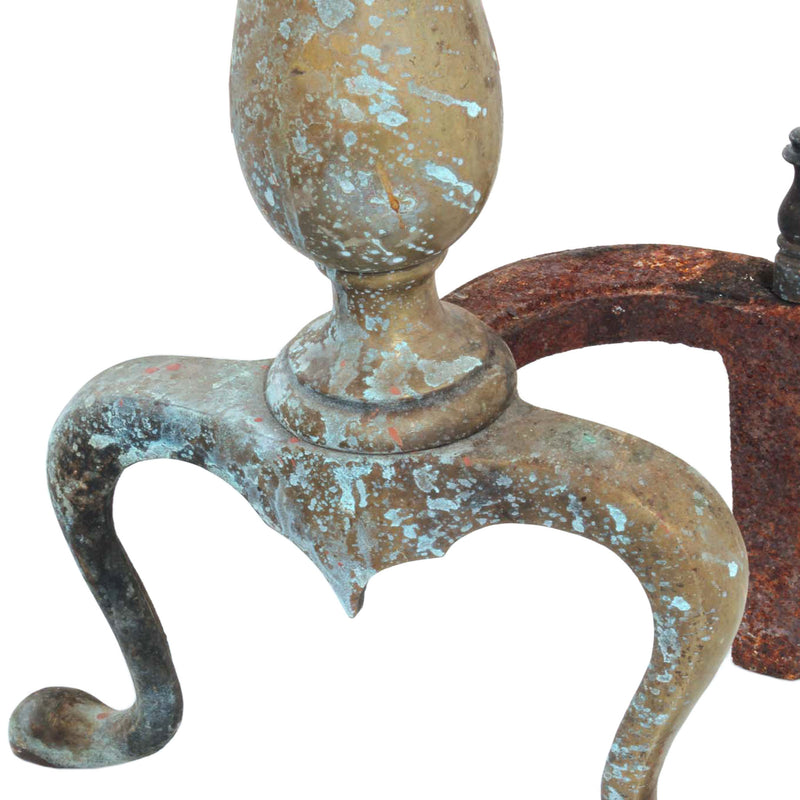 Patinaed Cast Brass Andirons (Pair)