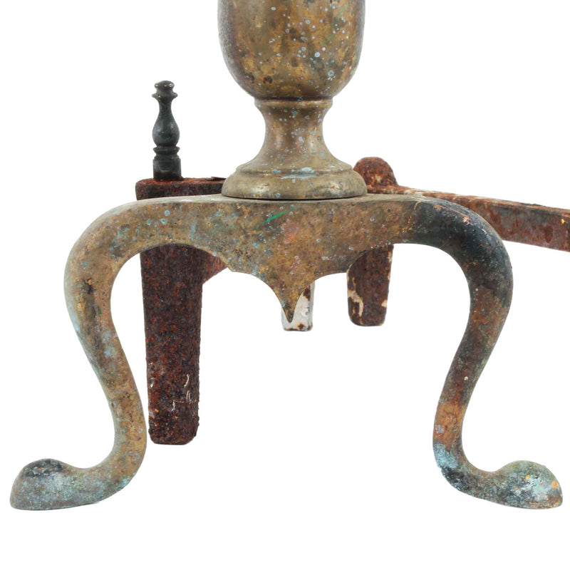 Patinaed Cast Brass Andirons (Pair)