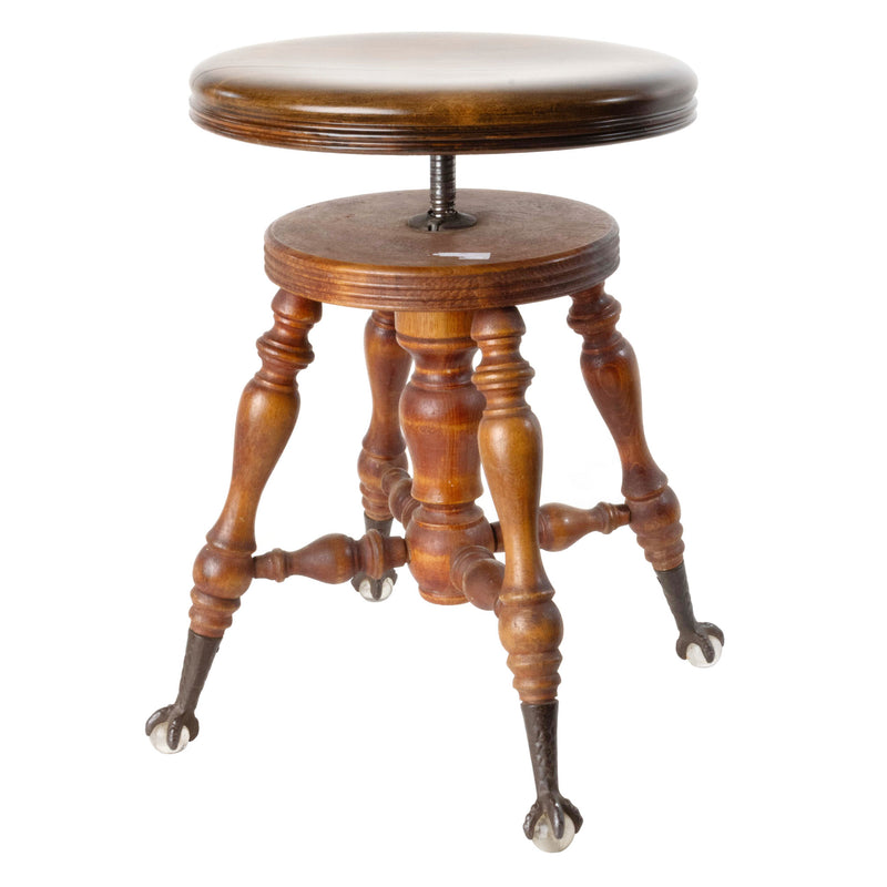 Piano Stool with Glass Ball Claw Feet