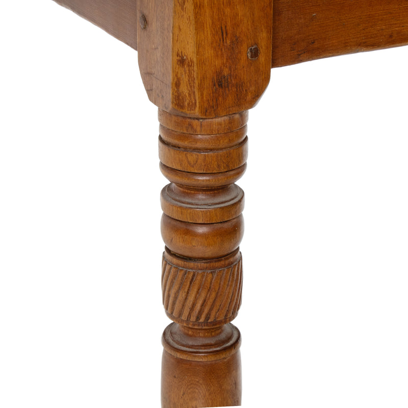 Pine Drop Leaf Table w/ Maple Turned Legs and Apron & Mortise & Tenon Peg Joinery