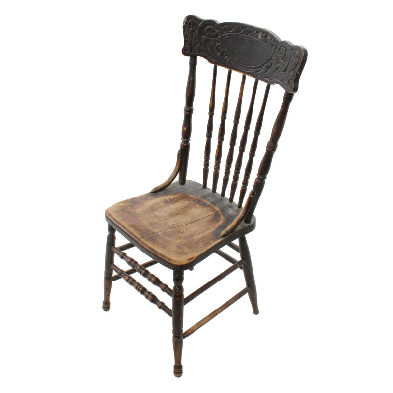 Worn Black Pressback Kitchen Chair