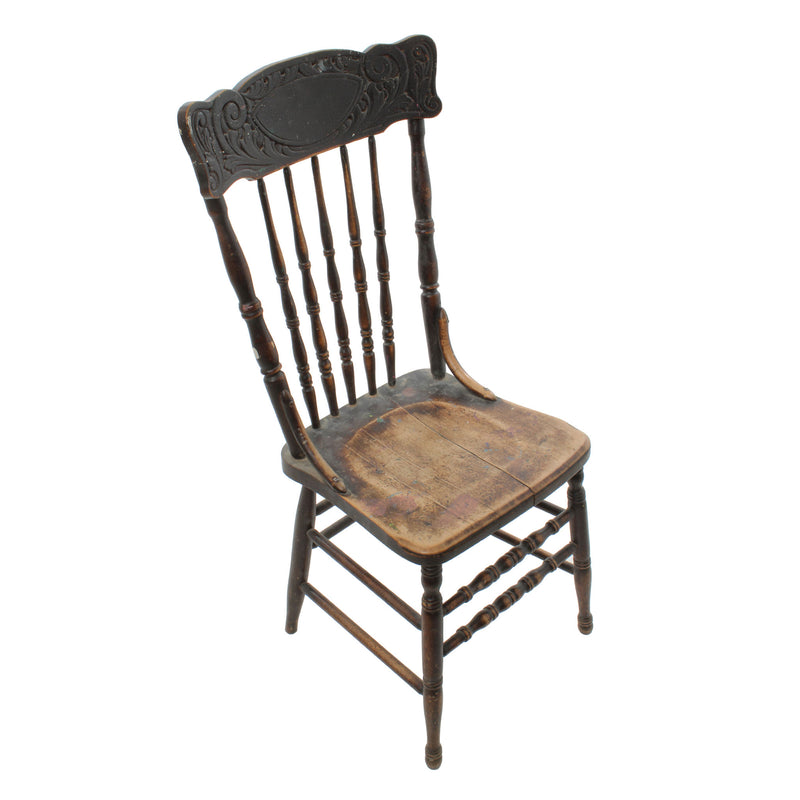 Worn Black Pressback Kitchen Chair